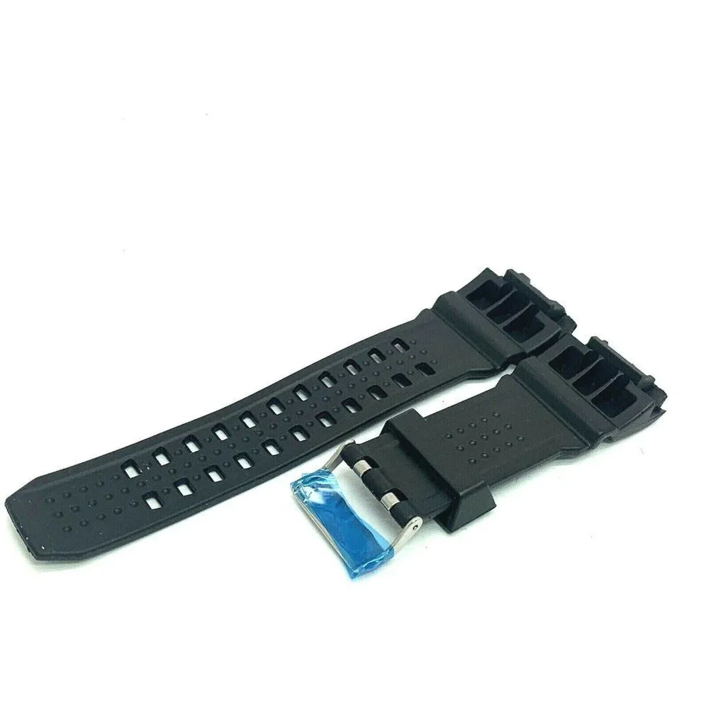Men's Watch Band Replacement Black Rubber Strap 16/28mm Lug Silver Buckle